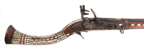 An incredible bone decorated flintlock Jezail musket, Afghanistan, 19th century.