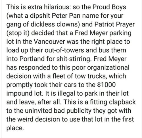 antifainternational:(text: This is extra hilarious: so the Proud Boys [what a dipshit Peter Pan name