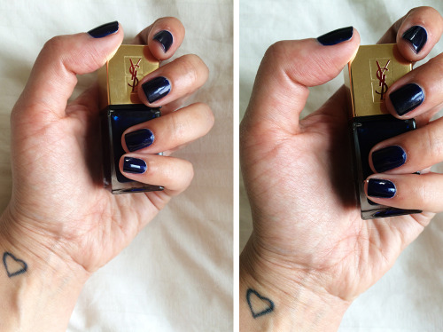 serious dark blue nail polish.