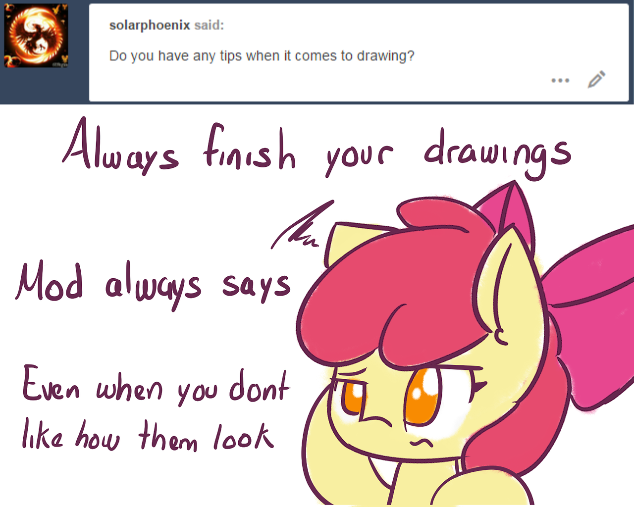 asklittleapplebloom: asklittleapplebloom:  AppleBloom answers RANDOM QUESTIONS (Part