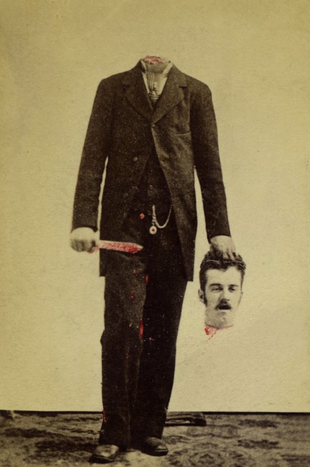 Eli W. Buel - Man holding decapitated head, 1873.