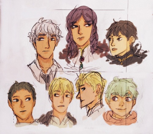 Doodles of my ocs coloured on my phone