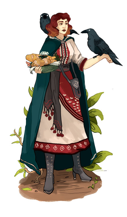 My witch for Witchsona week! She travels from town to town selling her magical baked goods. If her r