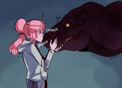 sharpasakunaike:  dino smooches im sorry