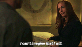 glitter-n-co:gabehcoud:Mulder: If you need anything, you just call me.Scully: I can’t imagine that I