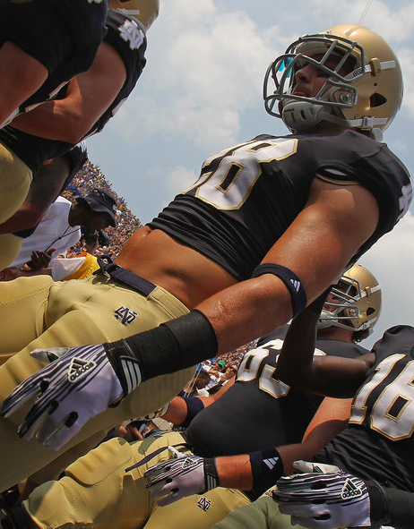 notashamedtobemen:  Austin Collinsworth wears football pants for Notre Dame. 