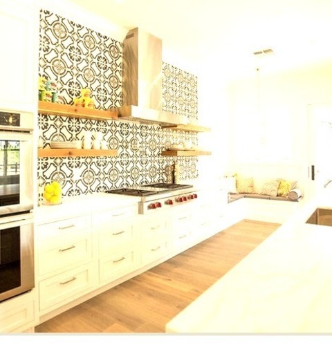 Dining - Kitchen Large Transitional Galley Medium Tone Wood Floor And Gray Floor Eat-in Kitchen Photo