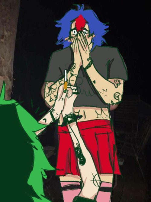 Are They Rlly Ur Ocs If You Dont Draw Them As Cursed Images Once Or Twice(blue/red Hair Character Belongs