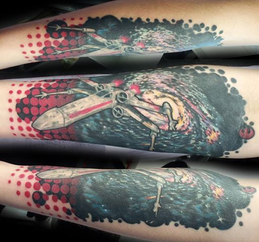 FYeahTattoos.com — Star Wars X-Wing fighter/ Artist Adam Miller/ Deep...