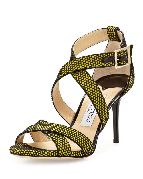 High Heels Blog Louise Honeycomb Crisscross Sandal, Acid Yellow via Tumblr