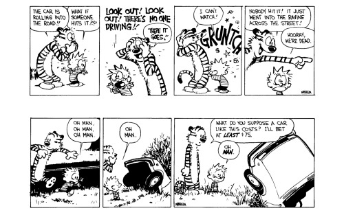 Calvin wrecks his parents’ car, Part 2. Part 1 here.