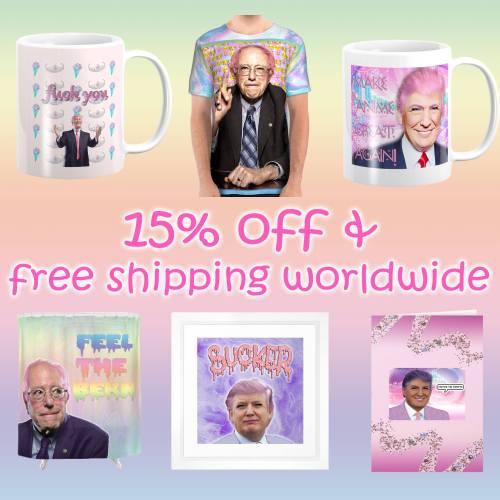 kawaiibernie: 15% off and free shipping worldwide today only!!! &lt;3  Get some Kawaii Trum