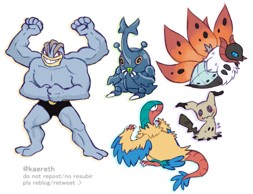 kaereth: Pokemon draws pt. 2/?? I’d never even heard of one of these but they’re all very good :]