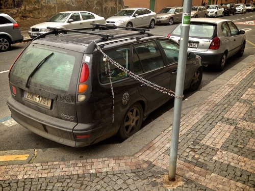 Have you ever wondered how to secure your car in Prague? Here&rsquo;s an idea from Kostelní street /