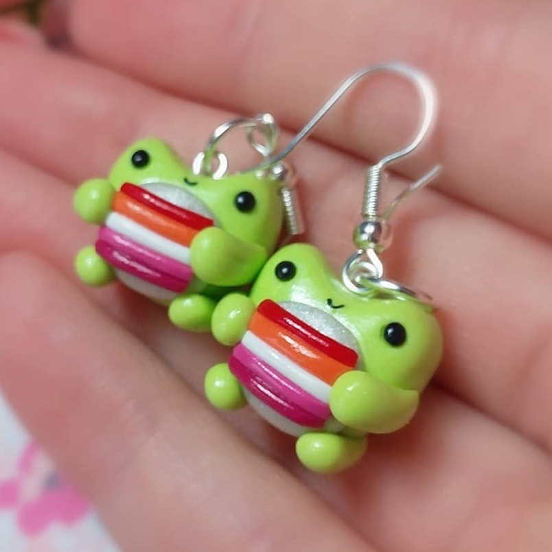 Pride Frog Charms and Earrings