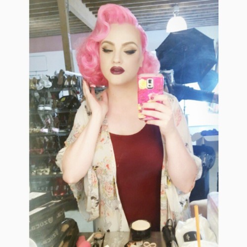 disneylandsprincess:  Hair by His Vintage Touch Hairstyling & makeup by Micheline Pitt (except the purple lipstick because I had to replace after eating ^_^) for Pinup Girl Clothing today!
