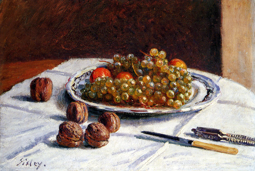 Grapes And Walnuts, 1876, Alfred SisleyMedium: oil,canvas