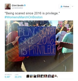 anti-capitalistlesbianwitch:Clint Smith: “Being scared since 2016 is privilege.” #Women’sMarchOnBoston