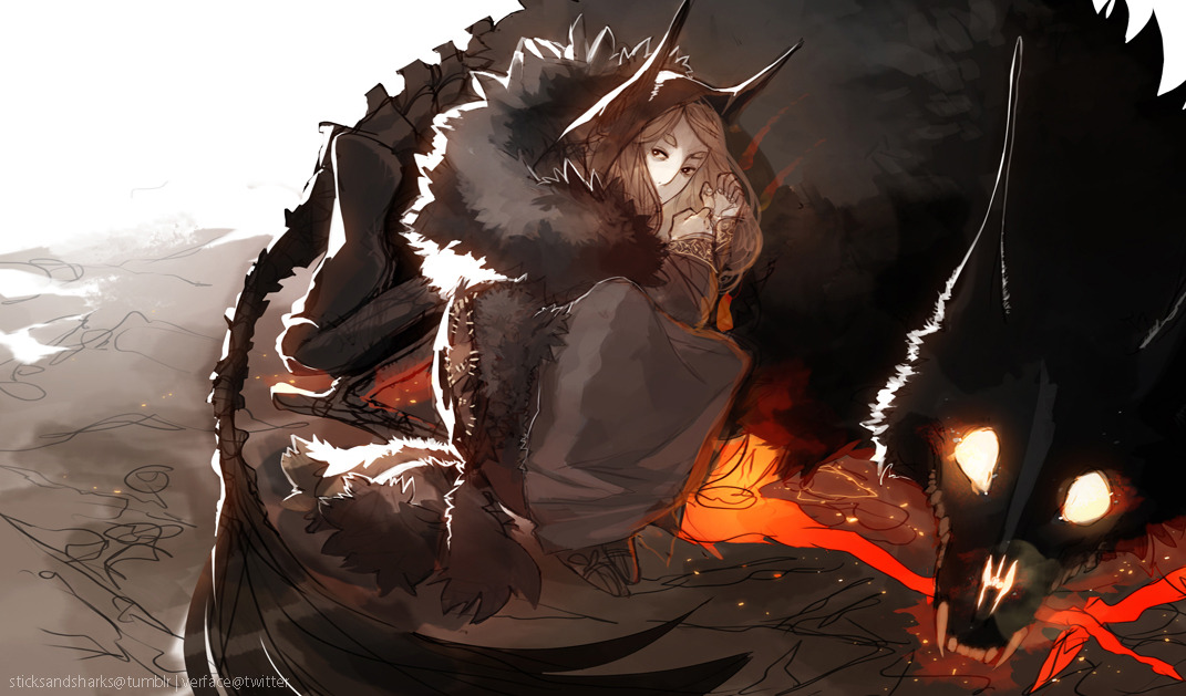 sticksandsharks:  Wolvendaughter and the Burning Beast another Slava design (some