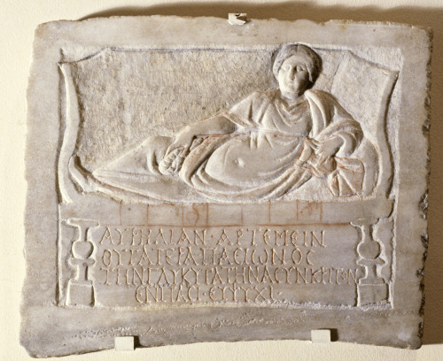Funerary stele of a woman named Aurelia Artemis, daughter of Pasion, from a Greek family living in s