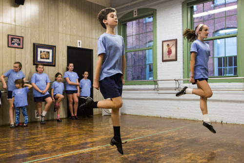 Peter Simonini practices at the Sullivan School of Irish Dance in Newton. Ten-year-old Simonini is h