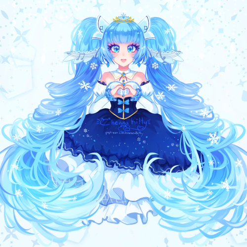 Snow Princess Miku for this month’s art! This is my all-time favorite Miku design~ Fullres and