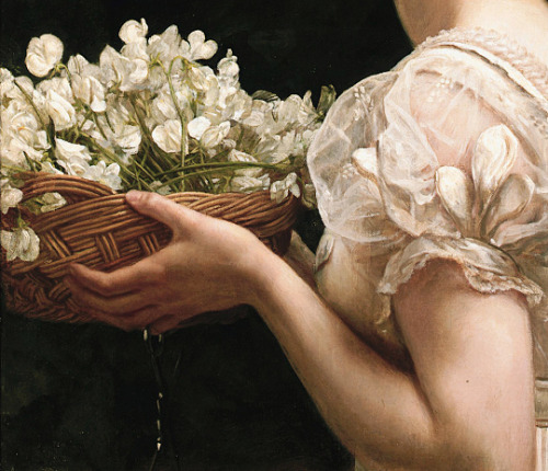 byaseashore:Pea Blossoms (detail) - Edward Poynter, 1890