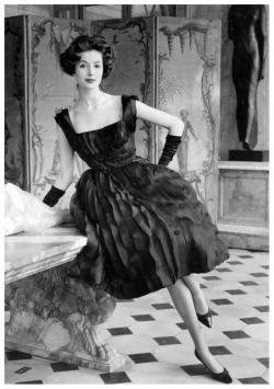 Theniftyfifties:  Gitta Schilling Wearing A Cocktail Dress By Balmain From His ‘Perle