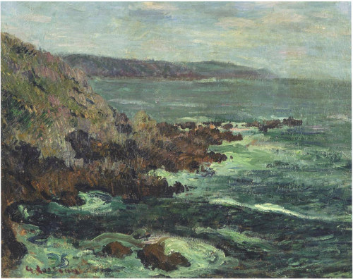 gustave-loiseau: Rock Cliffs by the Sea in Britain, 1906, Gustave LoiseauMedium: oil,canvasw