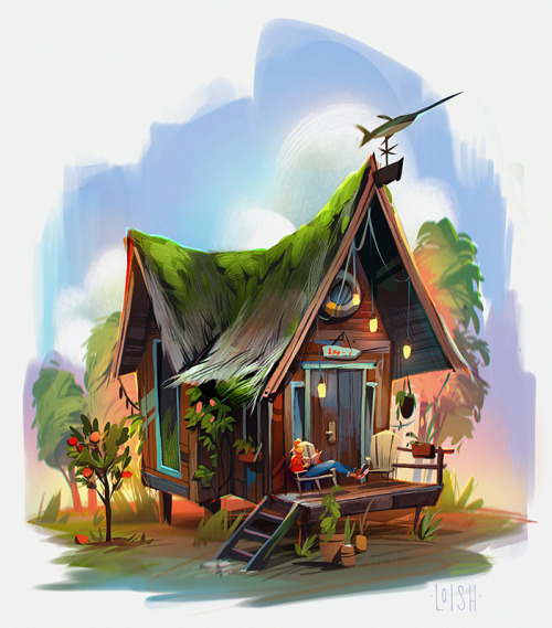 Another tiny house drawing, as part of my ongoing obsession with vacations and getaways that I am ex