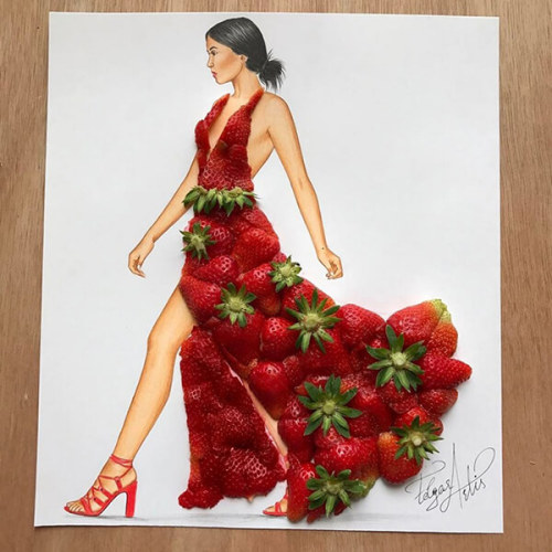 Creative Fashion Illustrations Using Foods - Gıdaları Kullanarak Yapılan Yaratıcı Moda Çizimleri by 