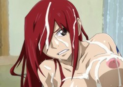 hentaifairytailx:  extrait d’une vidéo hentai de fairy tail dans laquelle erza se fait complètement défoncer la chatte et le cul par Natsu sa grosse bite et tous ses potes ;)