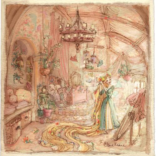 claireonacloud:Rapunzel in her room #visualdevelopment for #Tangled #5yrAnniversaryforTangled!