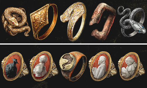 panzerfluch: swordofmoonlight: DARK SOULS III >> Rings Off the top of my head, from left to right in descending order: Keep reading  bling bling~ 