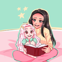 yiroko-art:One of my headcanons is Momo reading fairy tales to Eri. I think she would be pretty good with children!