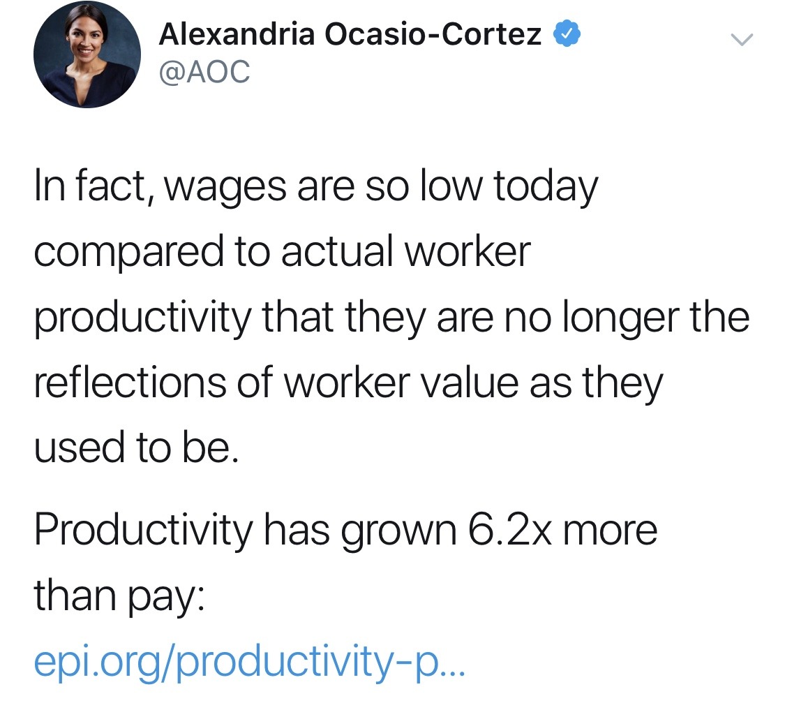 odinsblog: Ivanka Trump, a trust fund baby who has never done an honest day’s work, is trying to lecture Alexandria Ocasio-Cortez? About income inequality and living wages??? Seriously?  Ivanka is pushing the old Republican canard that “poor people