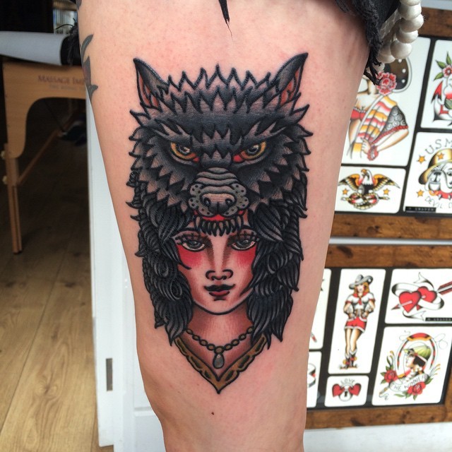 hudsontattoo:  Lines and some black healed , colour fresh 👌