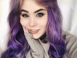 neckdeepinmooseblood:I feel awful today but hey I have purple hair now 🍇