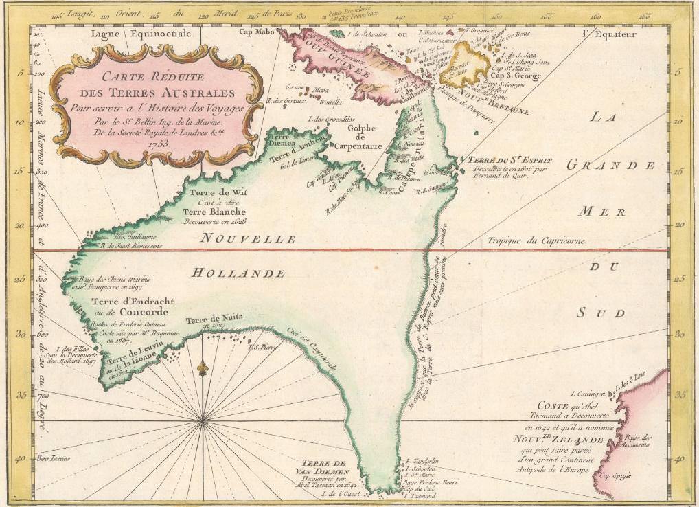 mapsontheweb:  French Map of Australia and part of New Zealand, 1753.