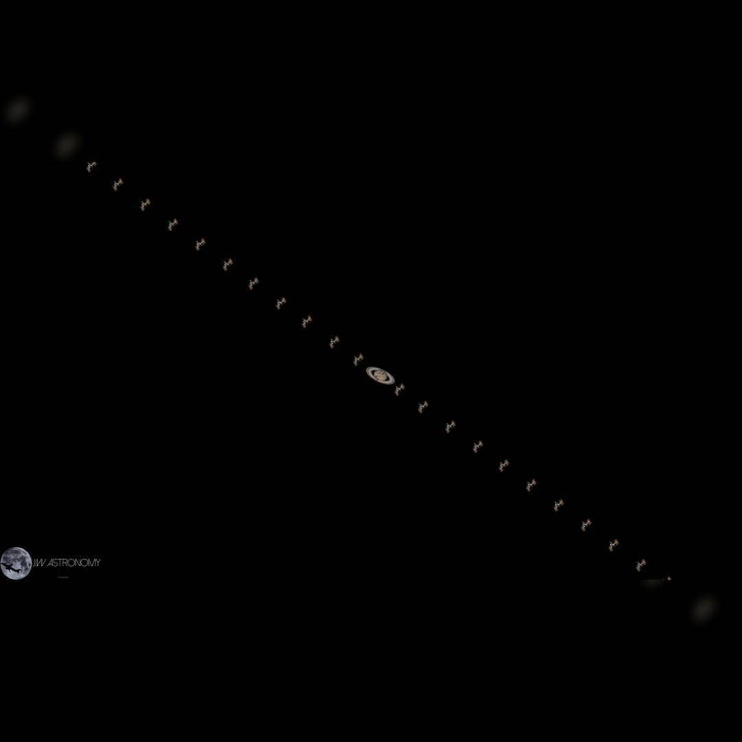 International Space Station Transits Saturn #nasa #apod #iss #internationalspacestation