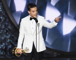 raimalek:  Rami Malek receiving the Emmy