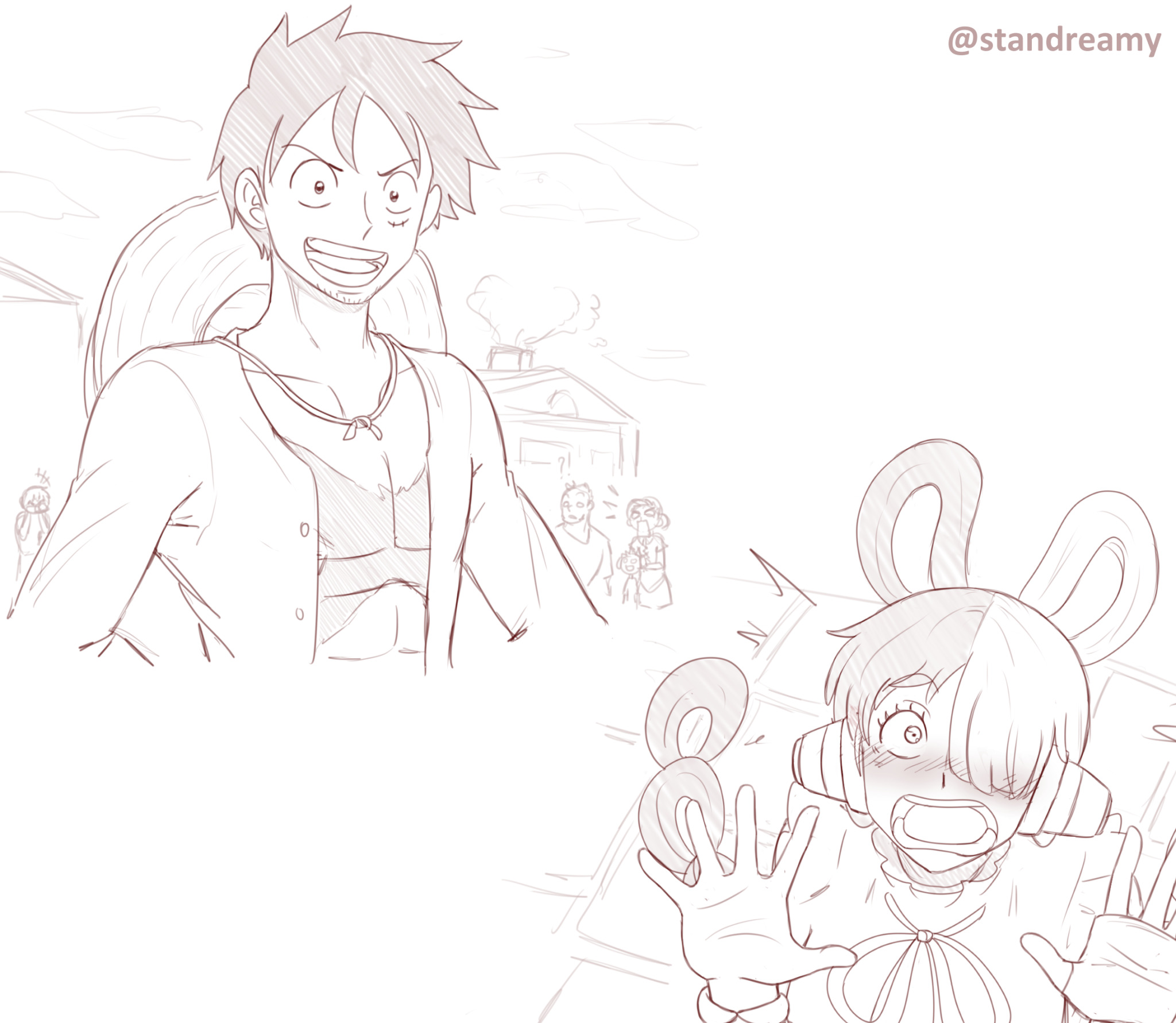 embarrassed luffy