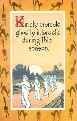 the-two-germanys:  Kindly promote ghostly interests during this season.Postcard, United States of America. 