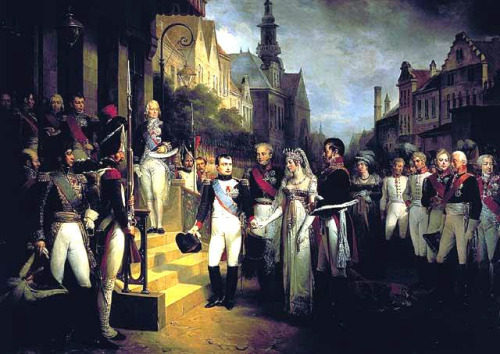 Napoleon Bonaparte receives the Queen of Prussia at Tilsit, July 6, 1807 by Nicolas Gosse 