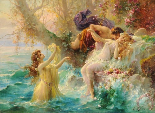 sweet-naiad:Hans Zatzka — Faun and nymph