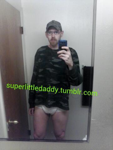 superlittledaddy:  5:30am and getting ready to go to my appointment.  hot country man in diapers