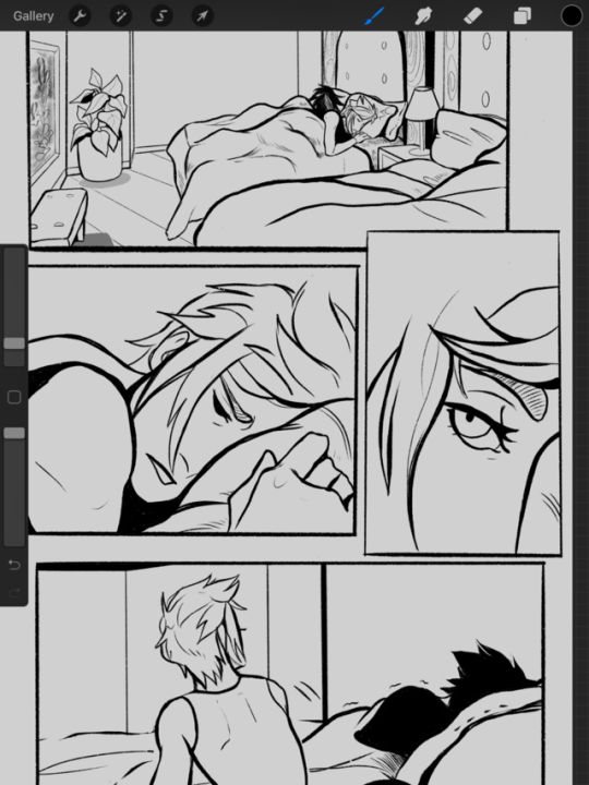 neviesketches:  WIP of my first comic page! It’s almost done,,,,,