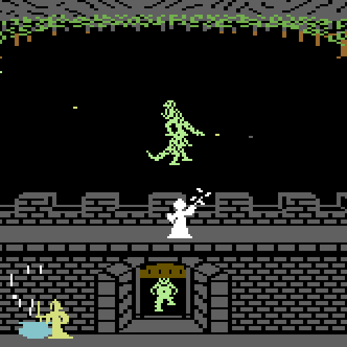 vgjunk:  A wizard blowing up a dinosaur in Gandalf the Sorcerer, Commodore 64.  This looks just like every shitty Harry Potter flick. Minus the dinosaurs. Dinosaurs are cool.