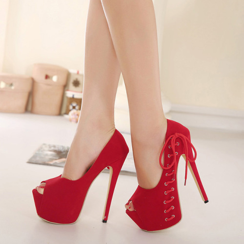 shoespie:   Shoespie Side Lace-up Design Peep-toe Platform Heels  more>>www.shoespie.com