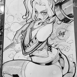 reiquintero:  Will definitely color this one! It will look awesome as a print! What do you think? #REIQ #harleyquinn #harley #anime #dccomics #dc #comic #batman #rough #sketch #sexy  (at Planet Hollywood Resort &amp; Casino)